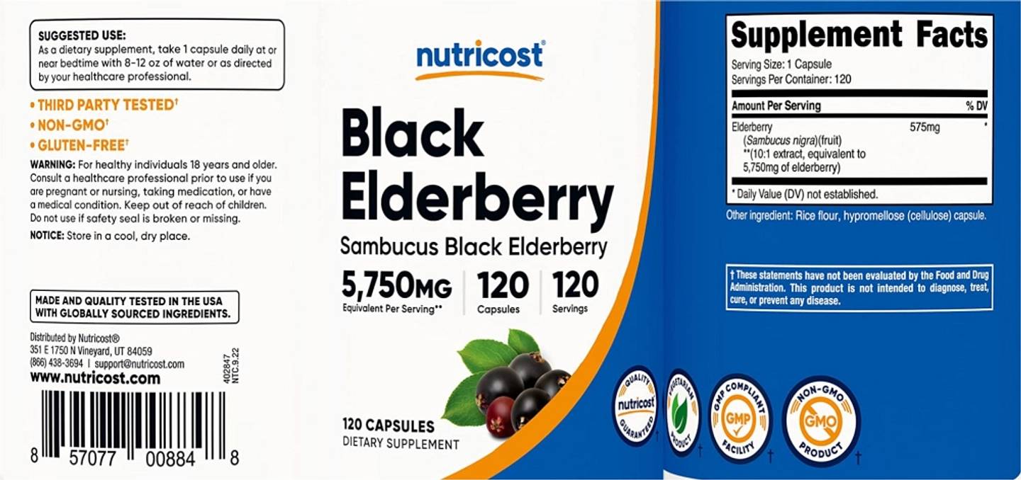 Nutricost, Black Elderberry label