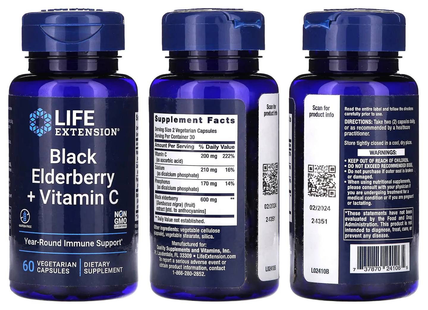 Life Extension, Black Elderberry + Vitamin C packaging