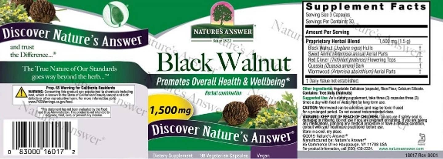 Nature's Answer, Black Walnut label