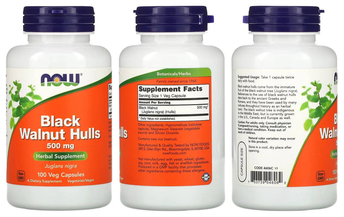 NOW Foods, Black Walnut Hulls packaging