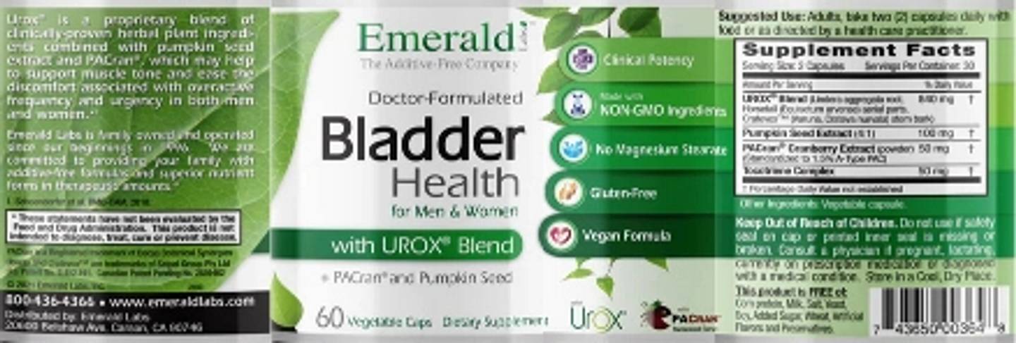 Emerald Laboratories, Bladder Health for Men & Women with Urox Blend label