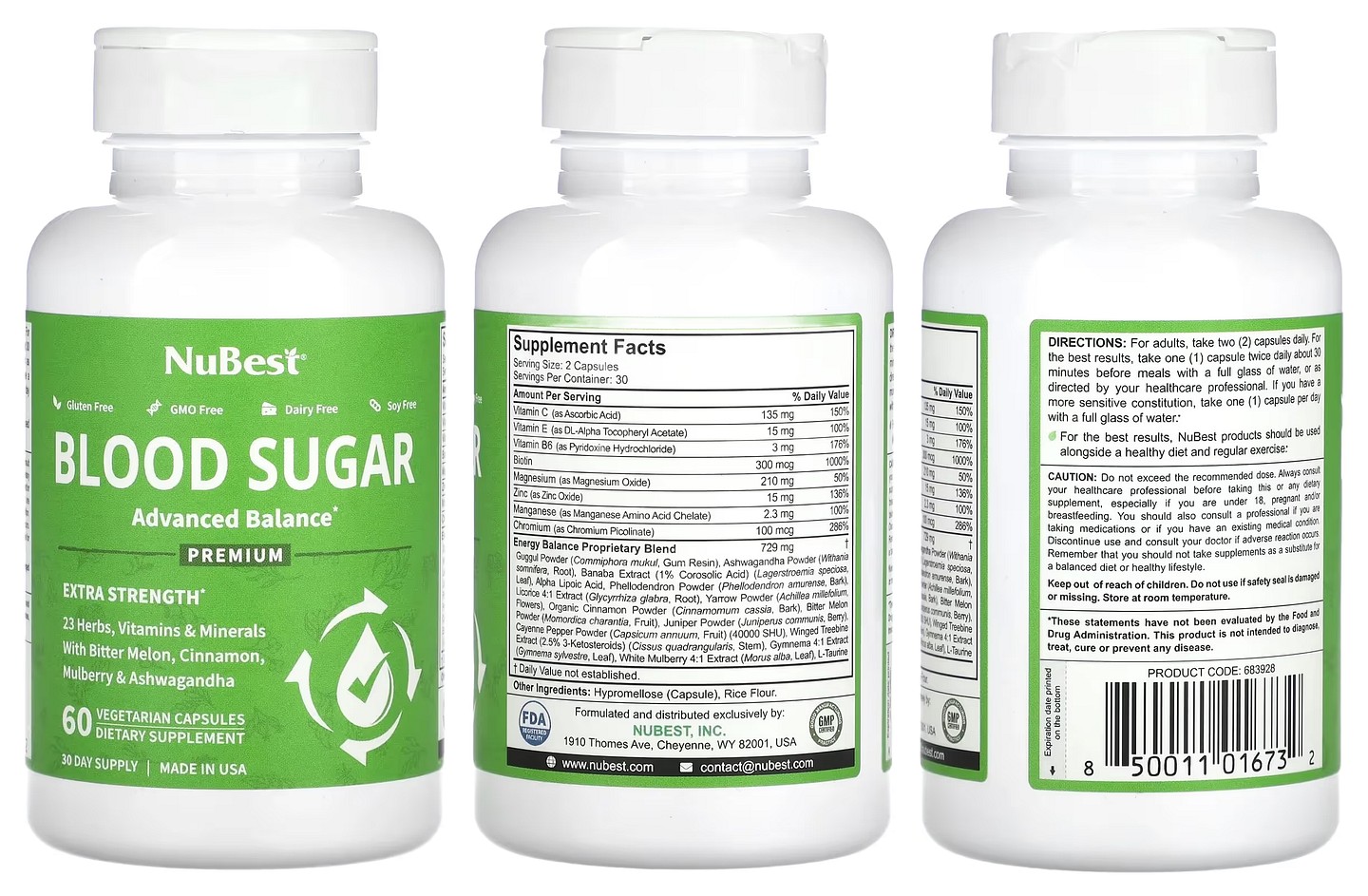NuBest, Blood Sugar packaging