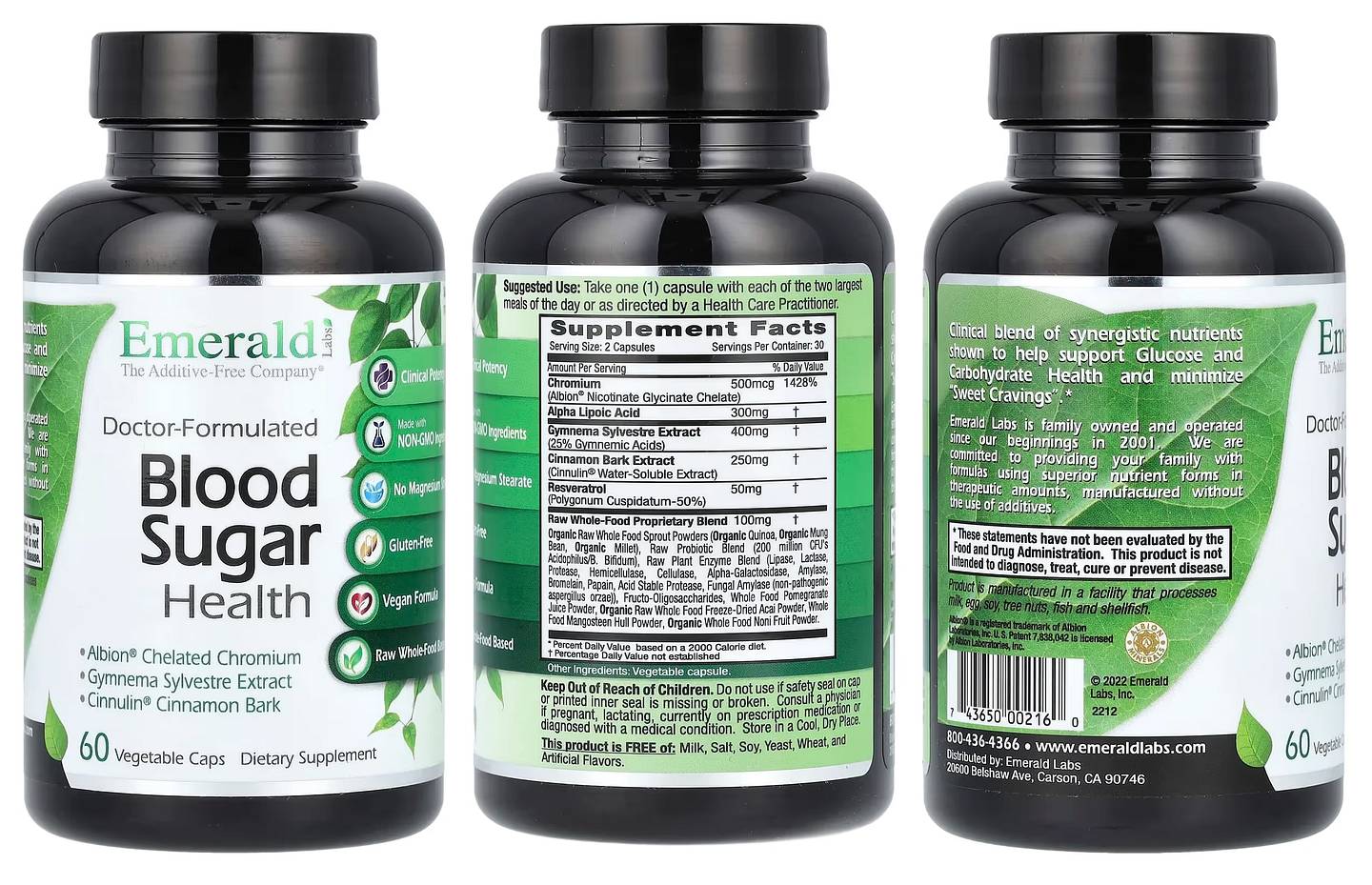 Emerald Laboratories, Blood Sugar Health packaging