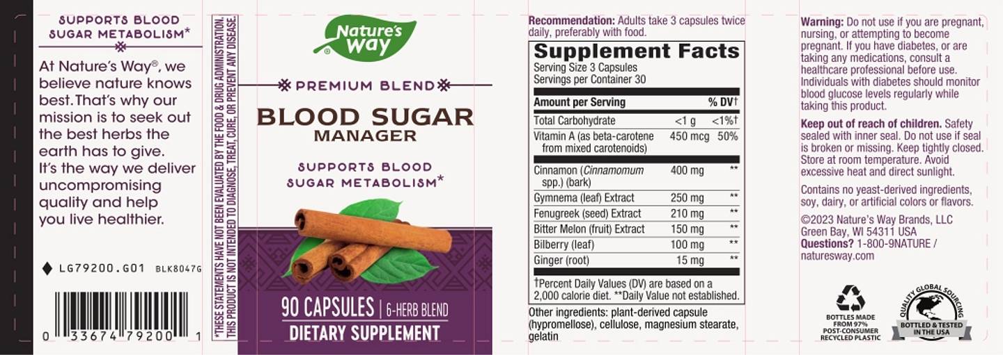 Nature's Way, Blood Sugar Support label