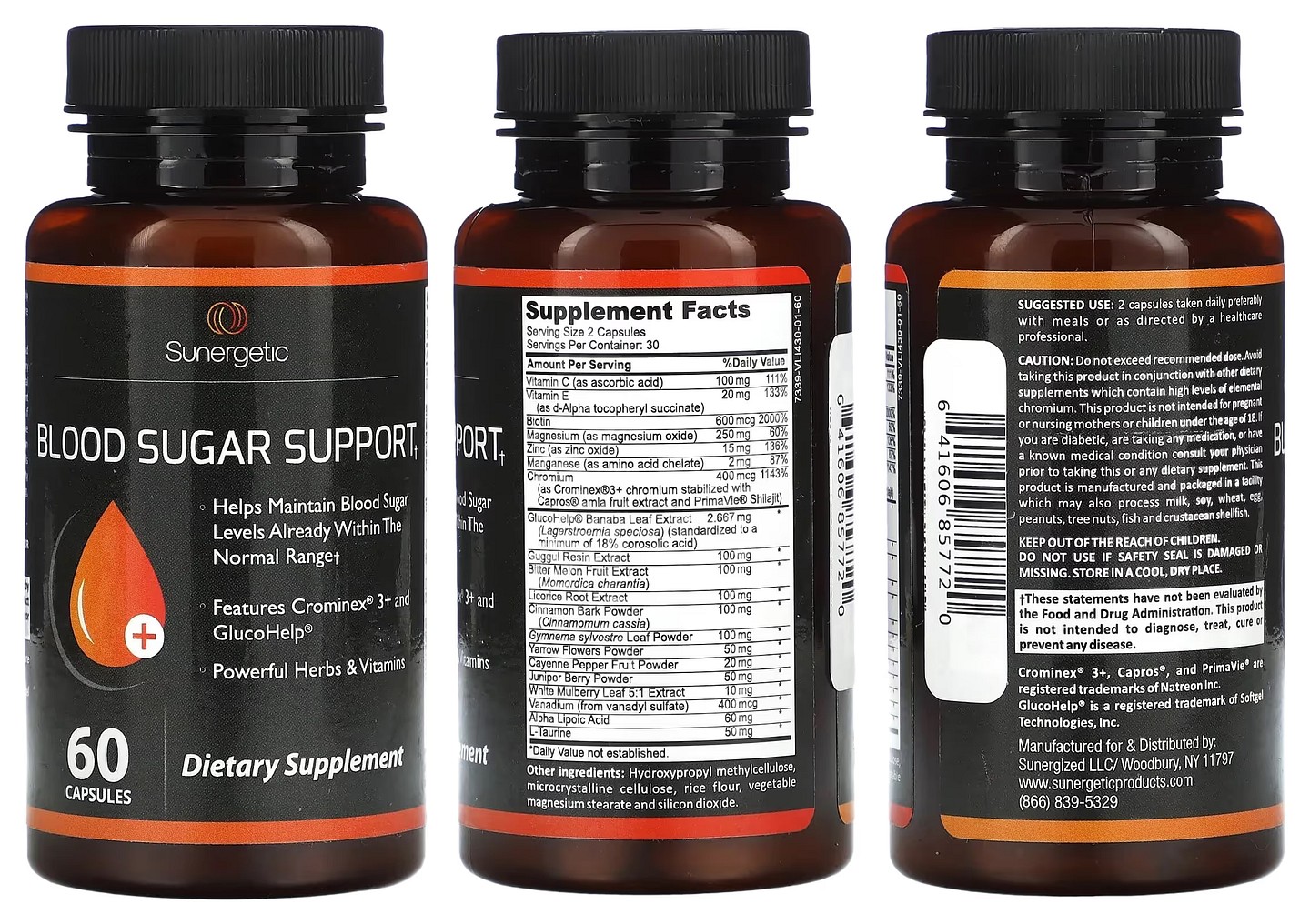 Sunergetic, Blood Sugar Support packaging