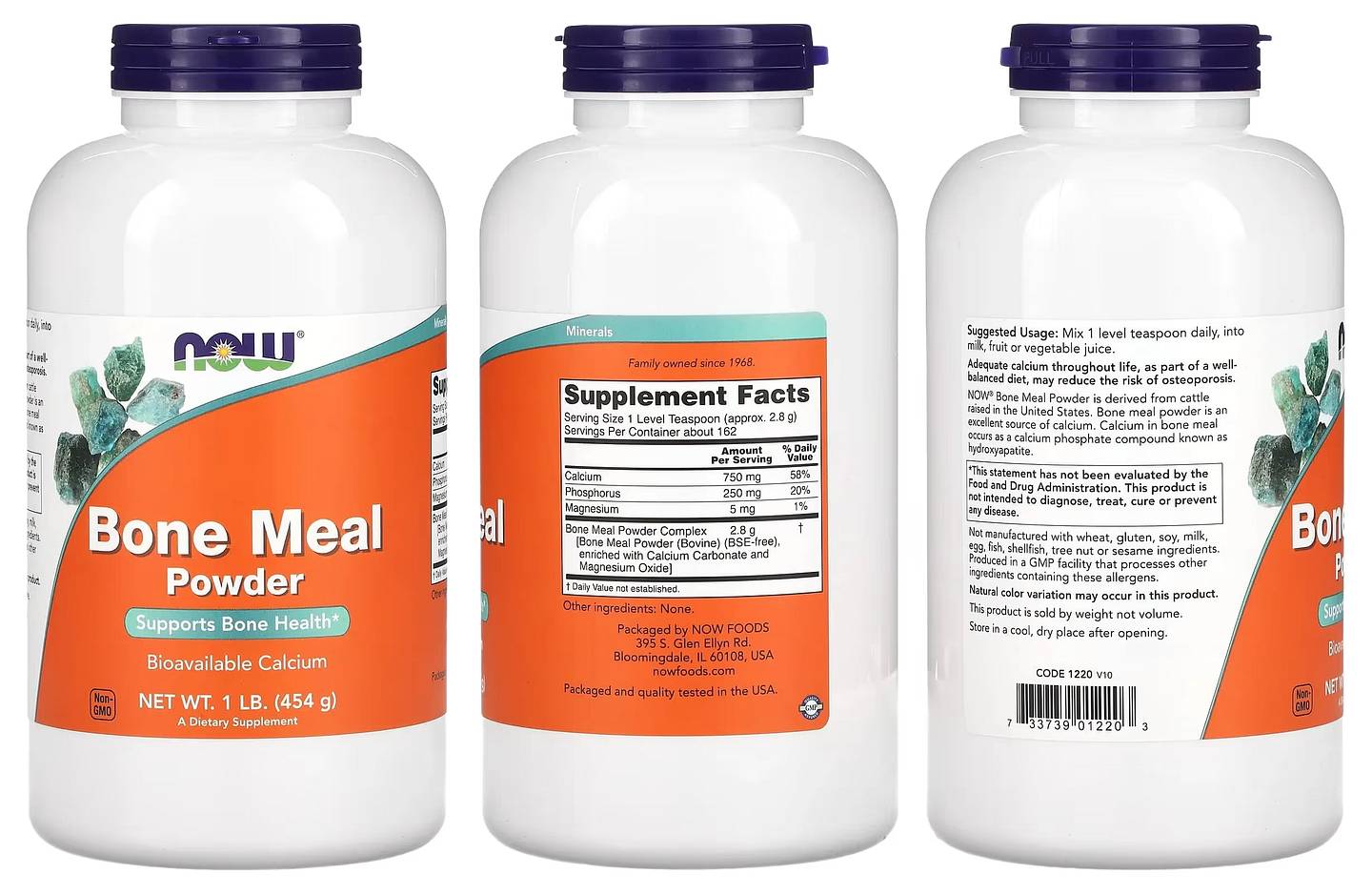 NOW Foods, Bone Meal Powder packaging