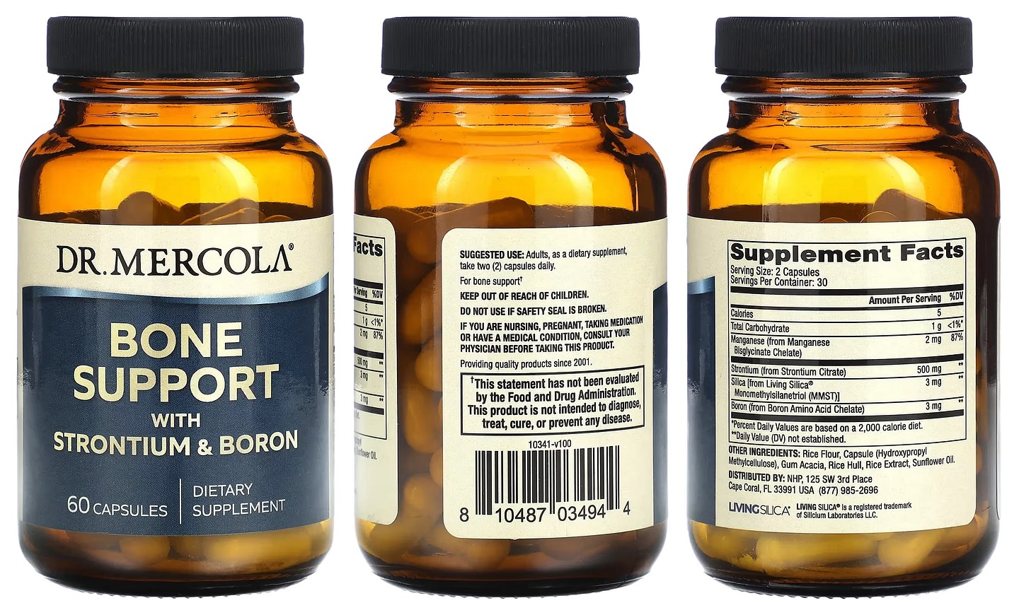 Dr. Mercola, Bone Support with Strontium & Boron packaging