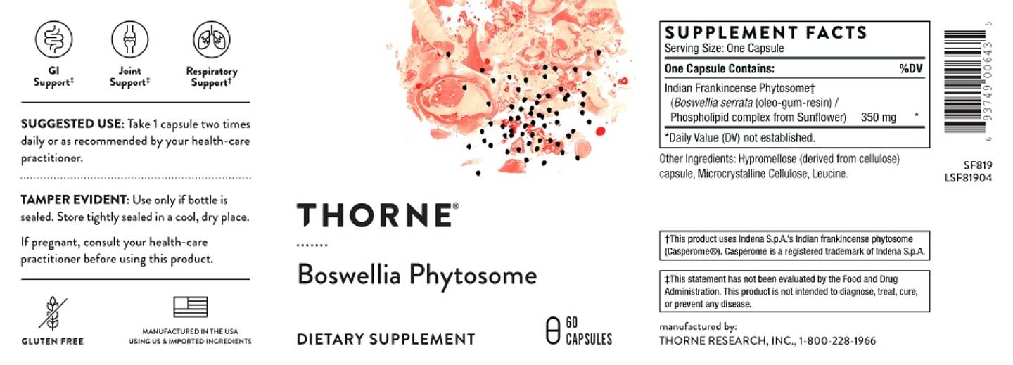 Thorne, Boswellia Phytosome label