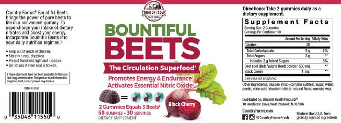 Country Farms, Bountiful Beets Gummies label