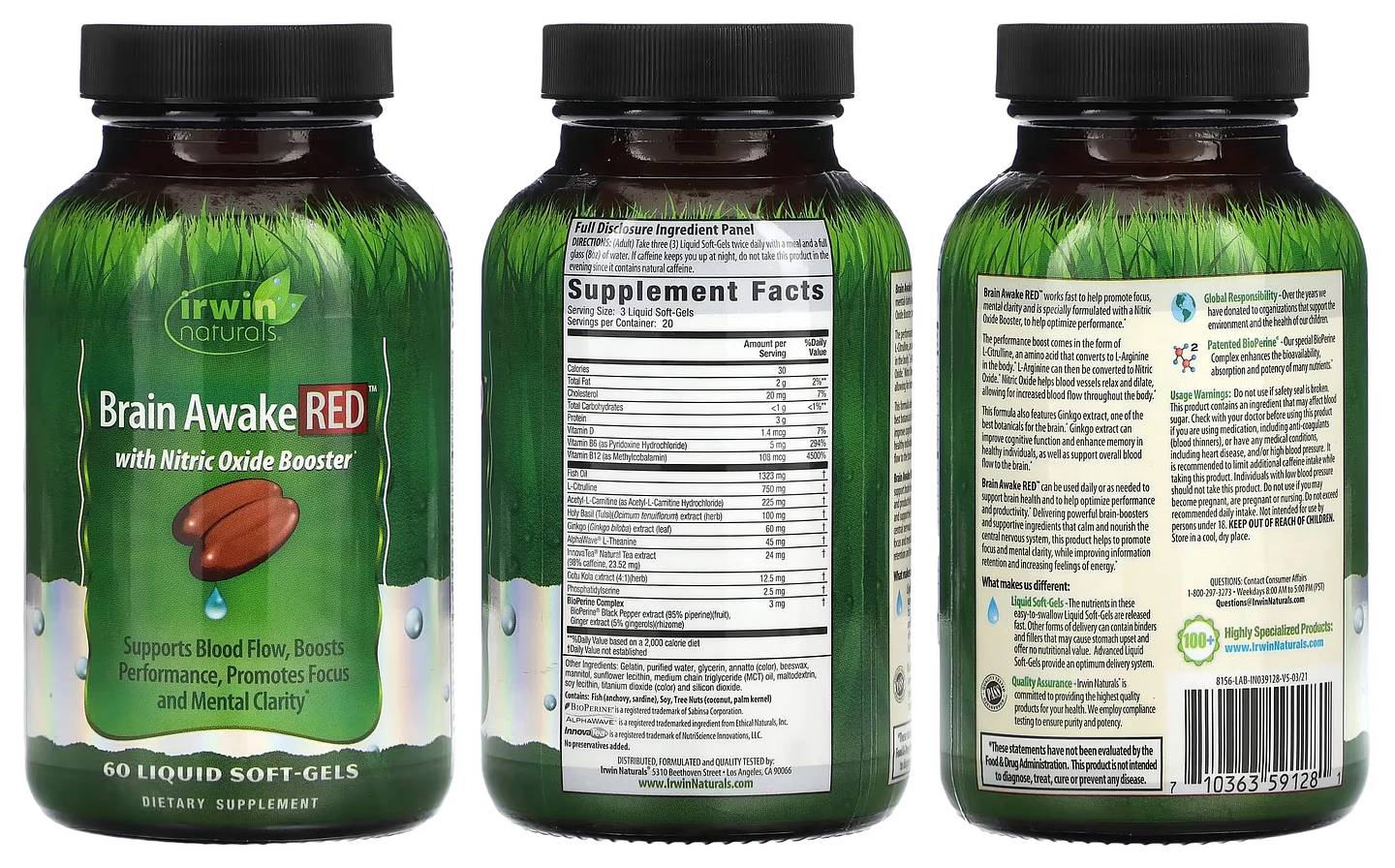 Irwin Naturals, Brain Awake Red packaging