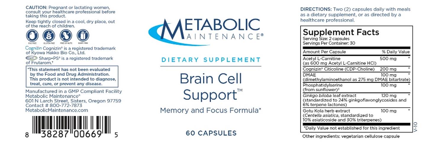 Metabolic Maintenance, Brain Cell Support label