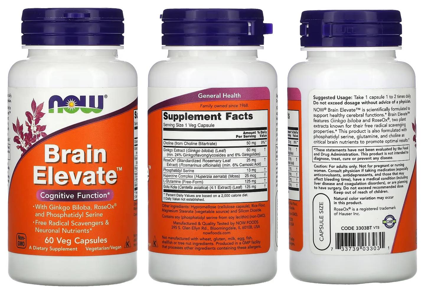 NOW Foods, Brain Elevate packaging