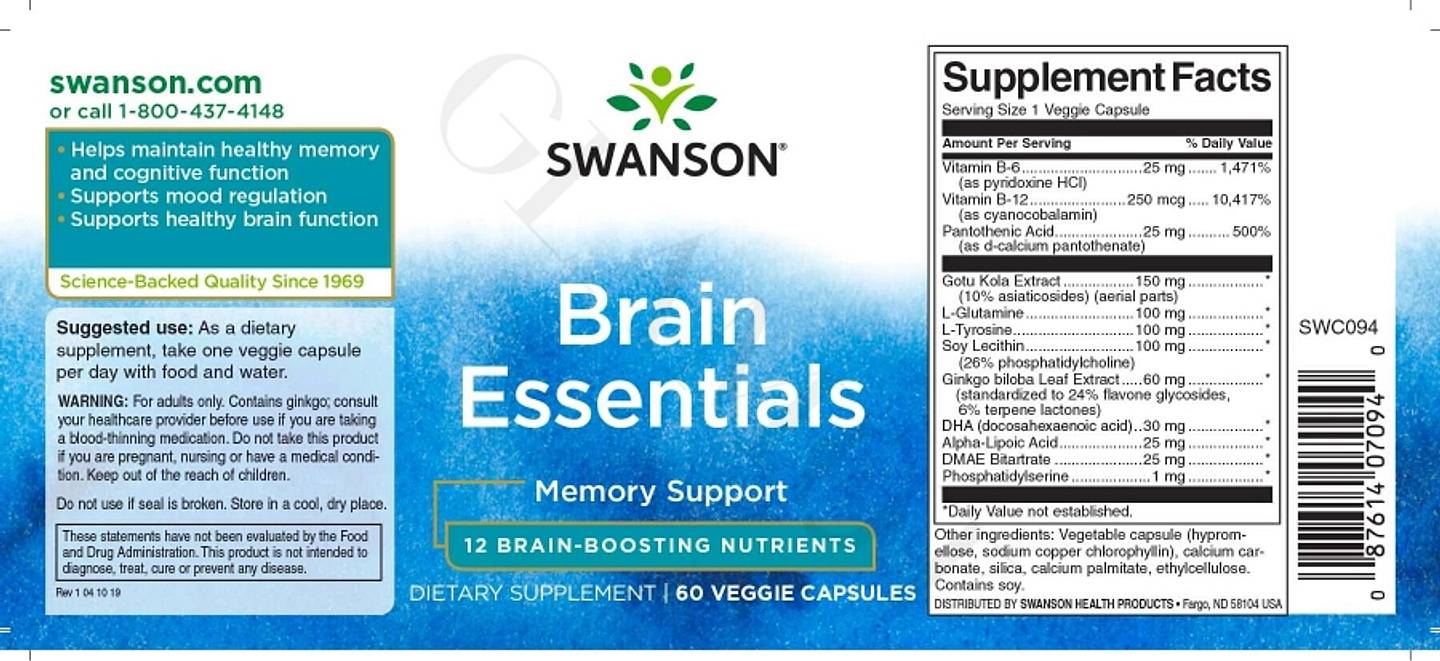 Swanson, Brain Essentials label