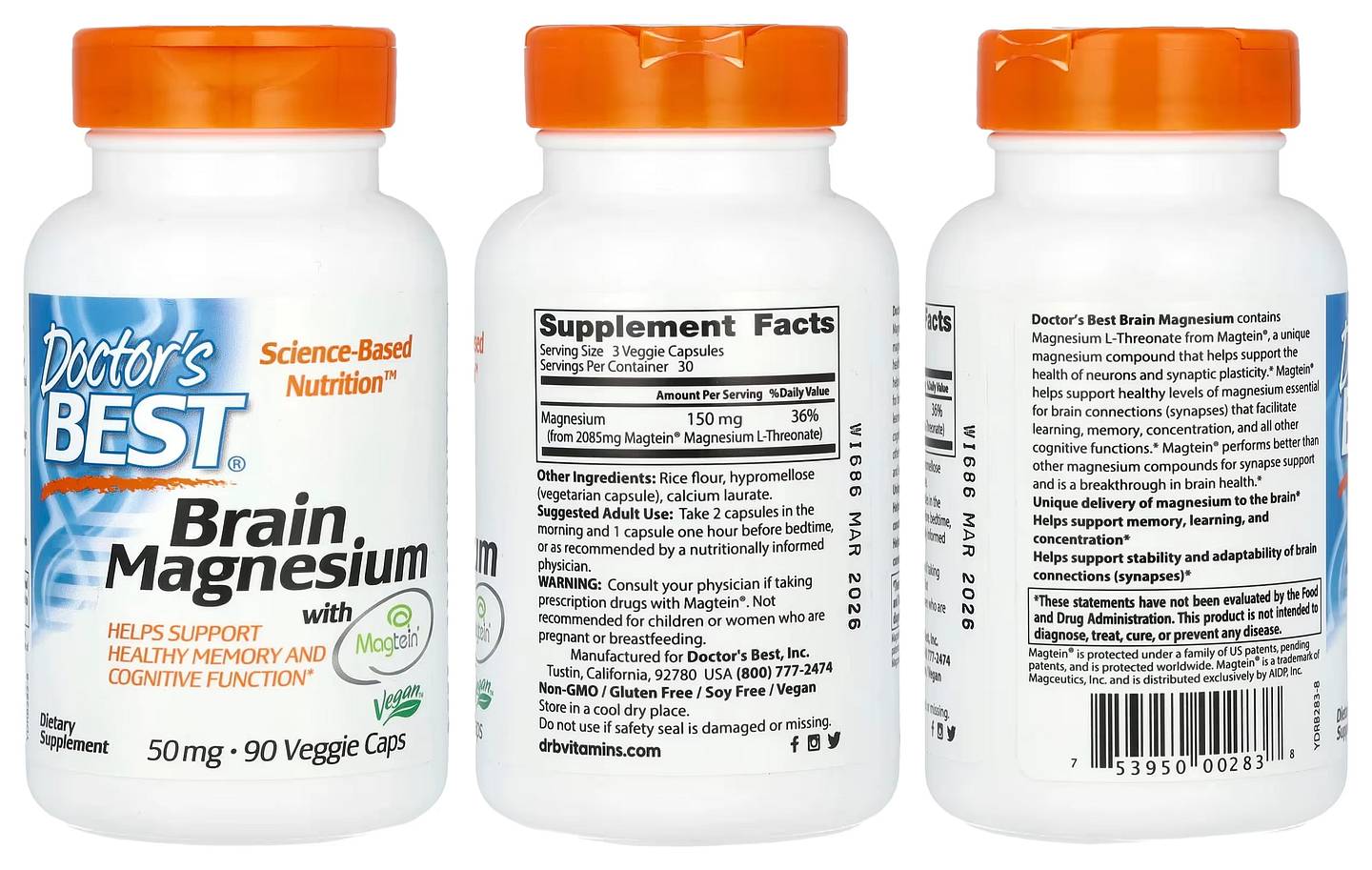 Doctor's Best, Brain Magnesium with Magtein packaging