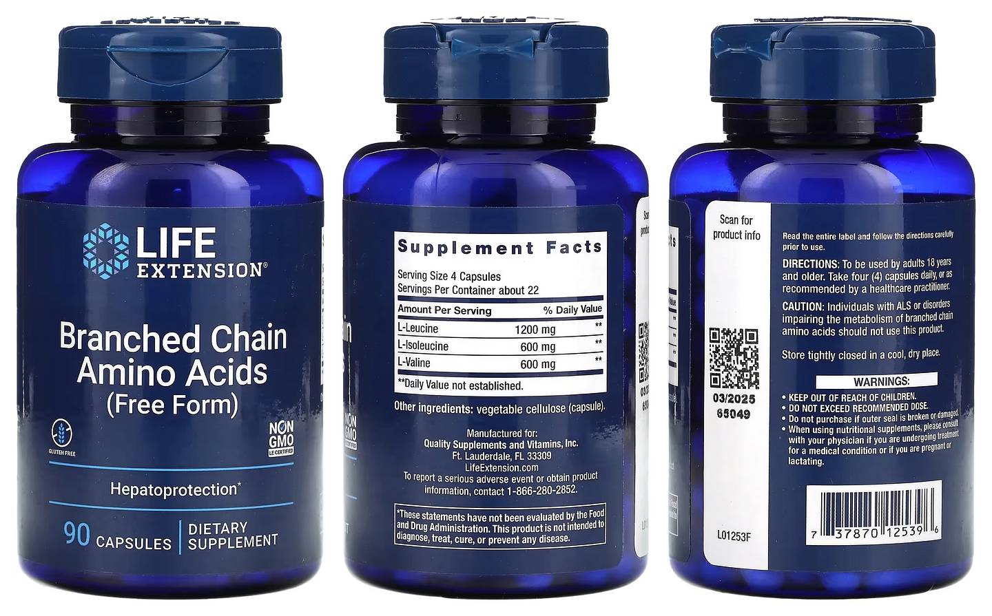 Life Extension, Branched Chain Amino Acids packaging