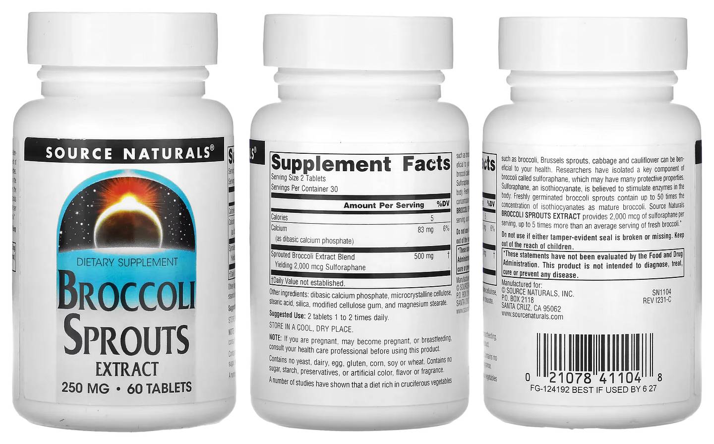 Source Naturals, Broccoli Sprouts Extract packaging