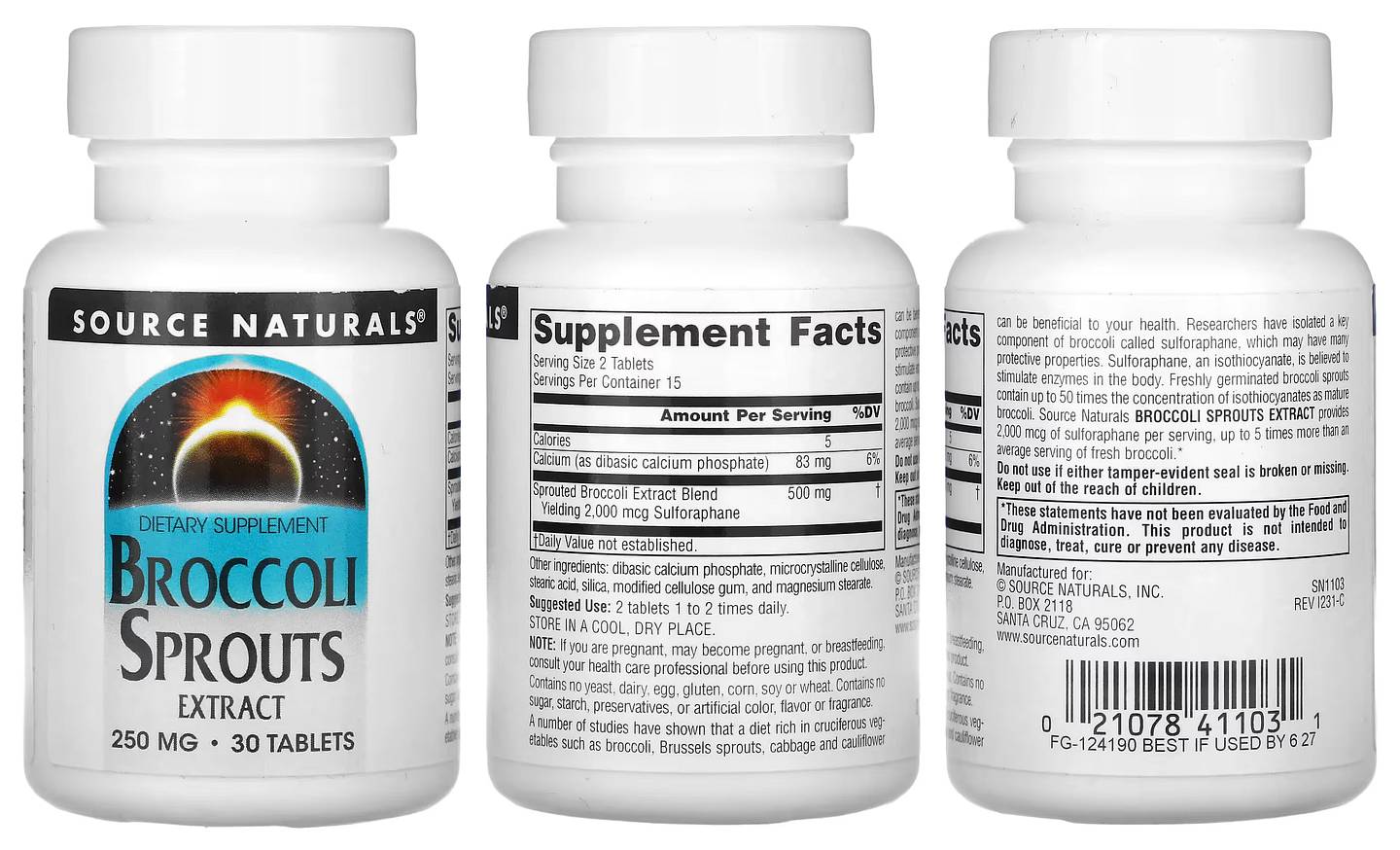 Source Naturals, Broccoli Sprouts Extract packaging