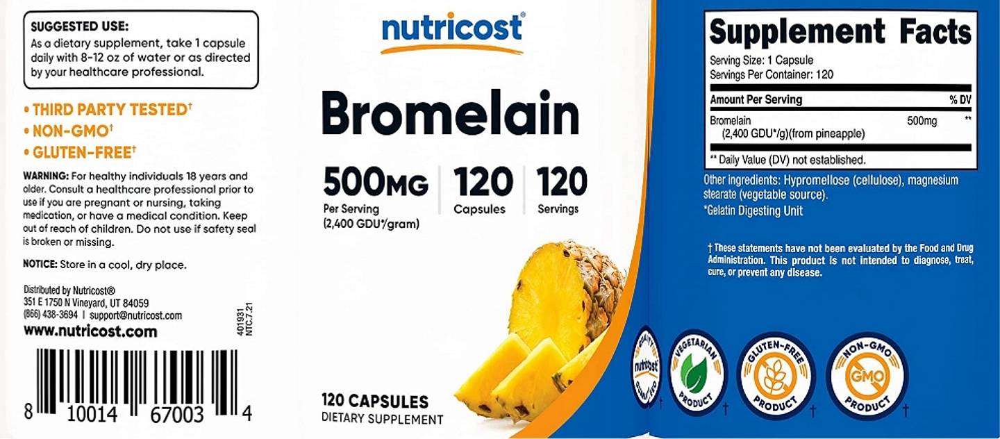 Nutricost, Bromelain label