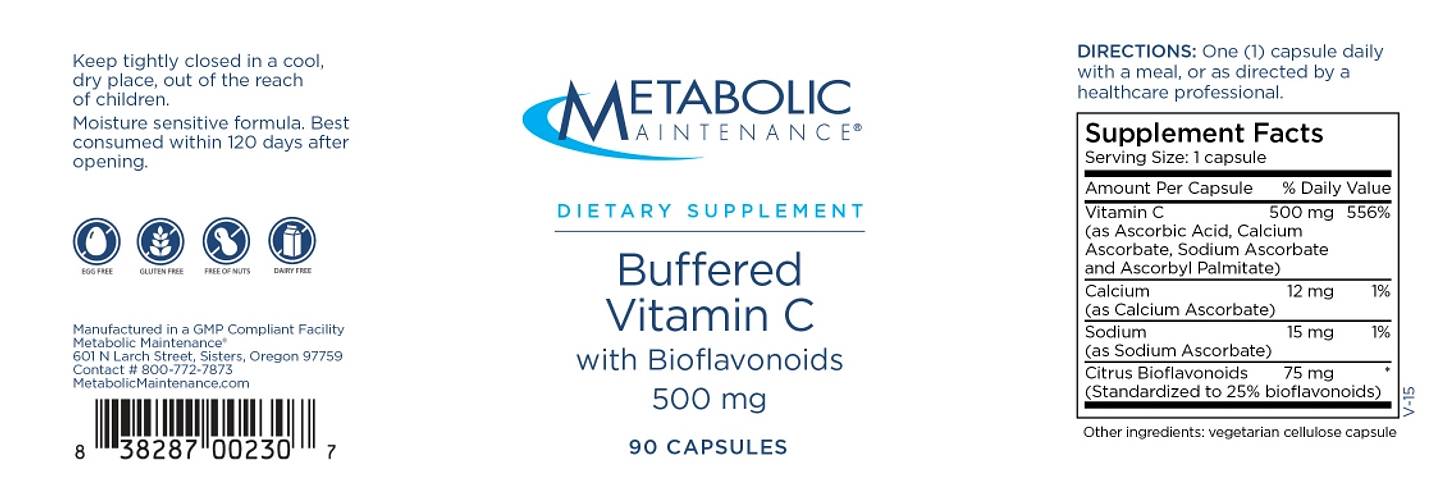 Metabolic Maintenance, Buffered Vitamin C with Bioflavonoids label