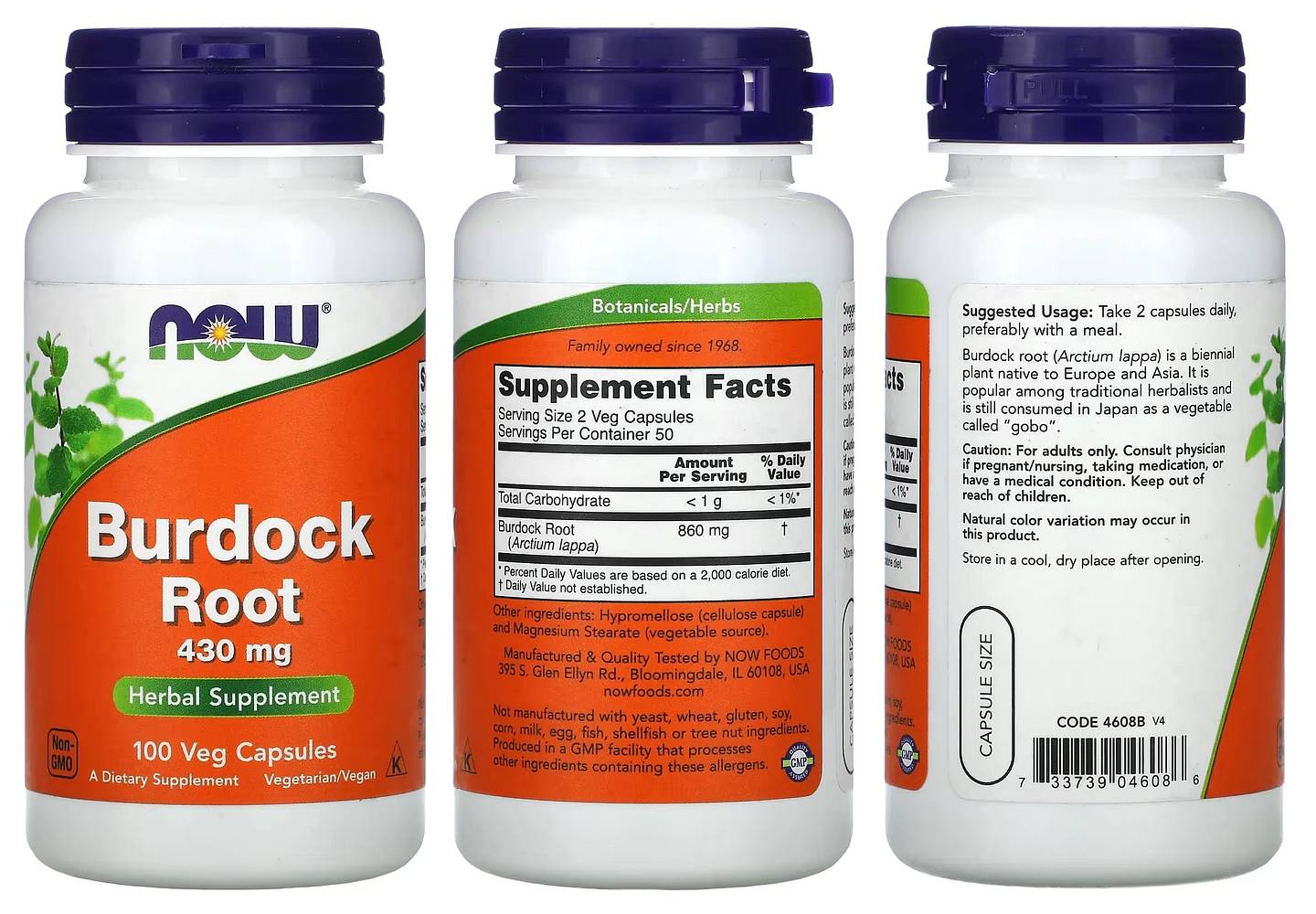NOW Foods, Burdock Root packaging