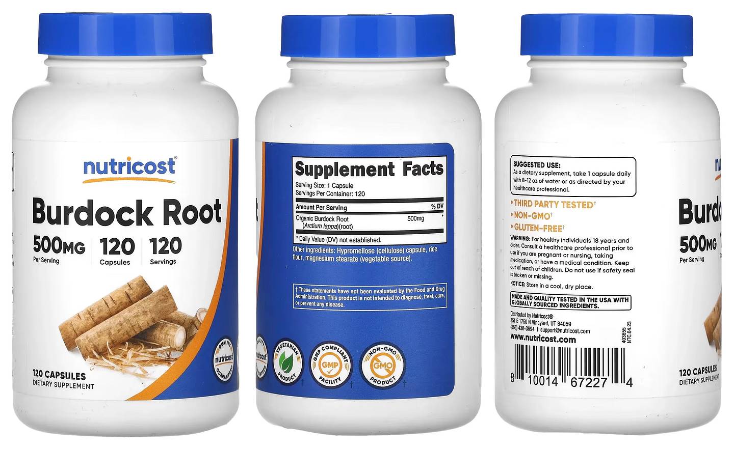 Nutricost, Burdock Root packaging