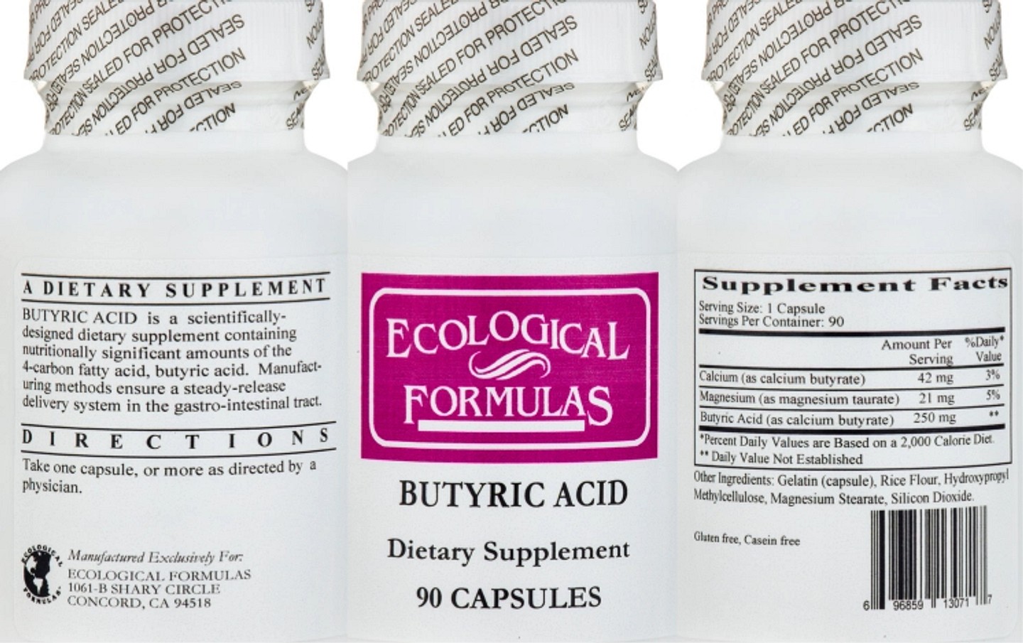 Ecological Formulas, Butyric Acid label