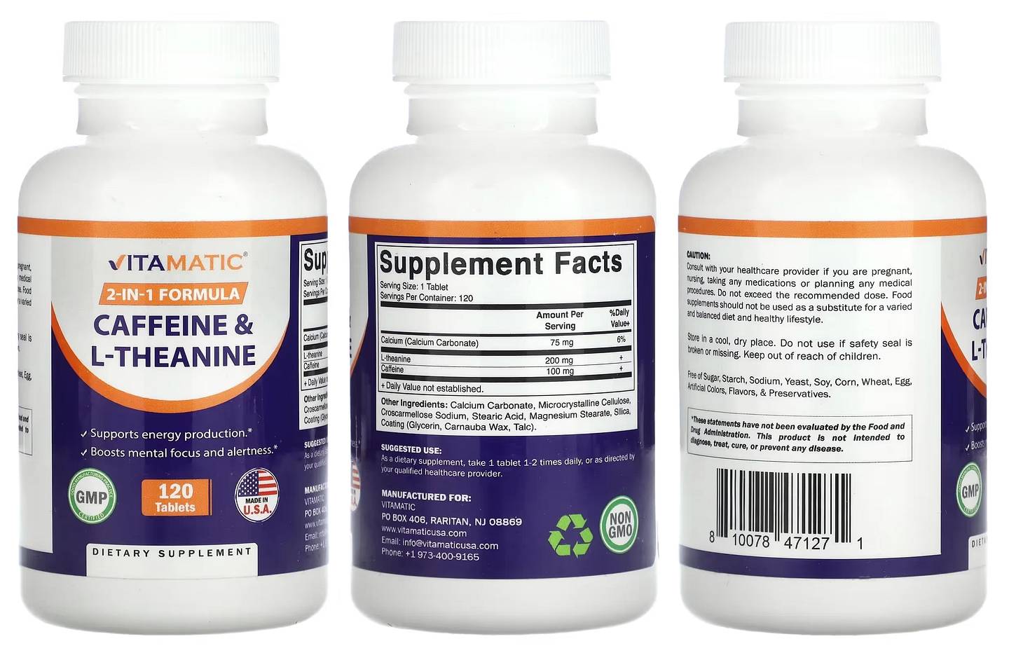 Vitamatic, Caffeine & L-Theanine packaging
