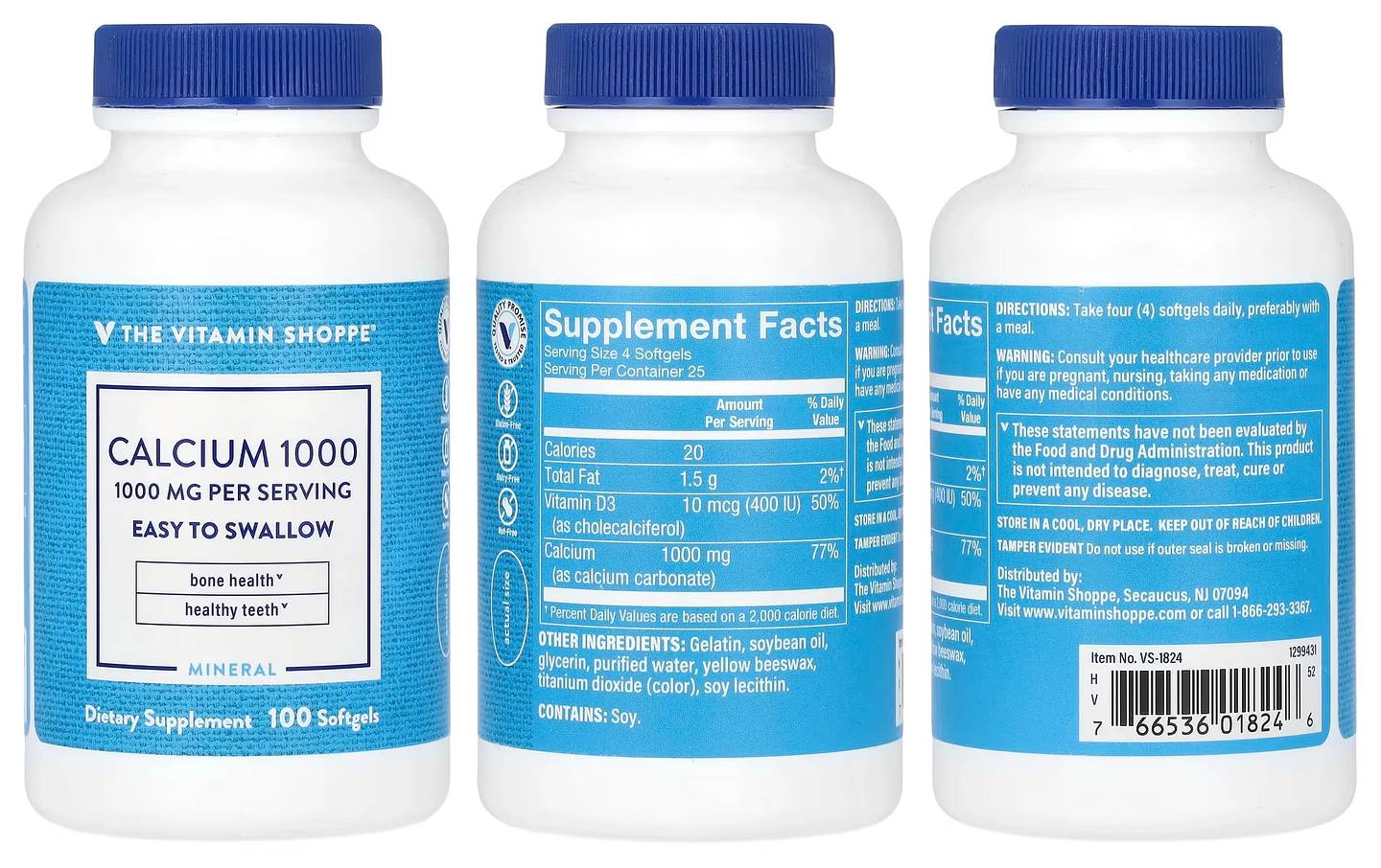 The Vitamin Shoppe, Calcium 1000 packaging