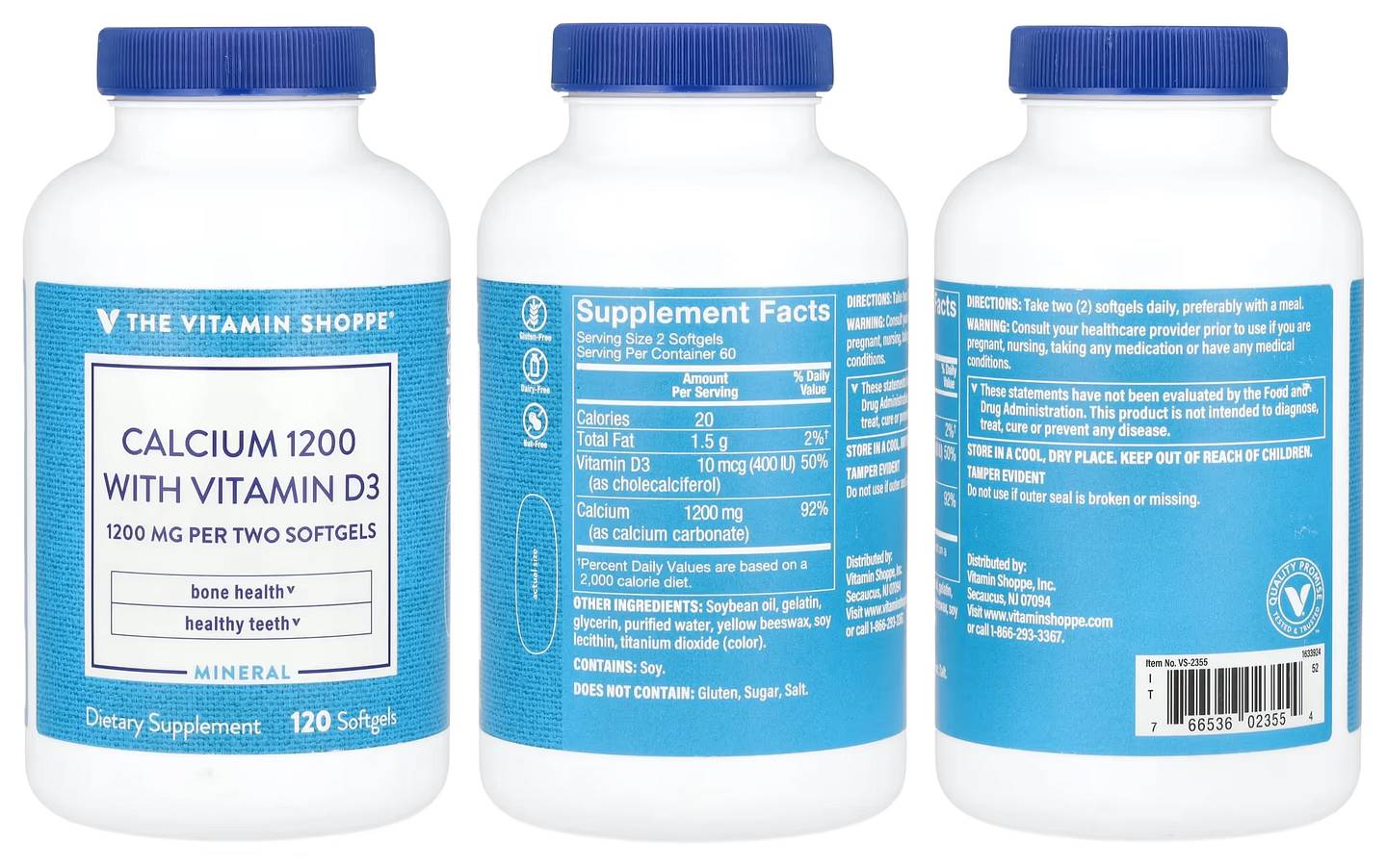 The Vitamin Shoppe, Calcium 1200 With Vitamin D3 packaging