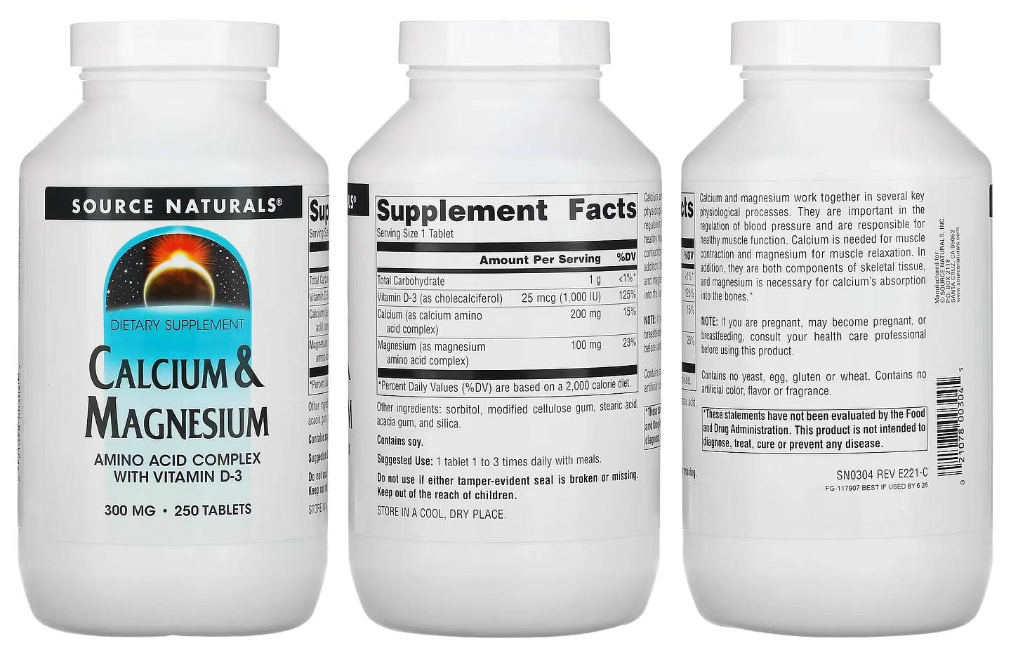 Source Naturals, Calcium & Magnesium packaging