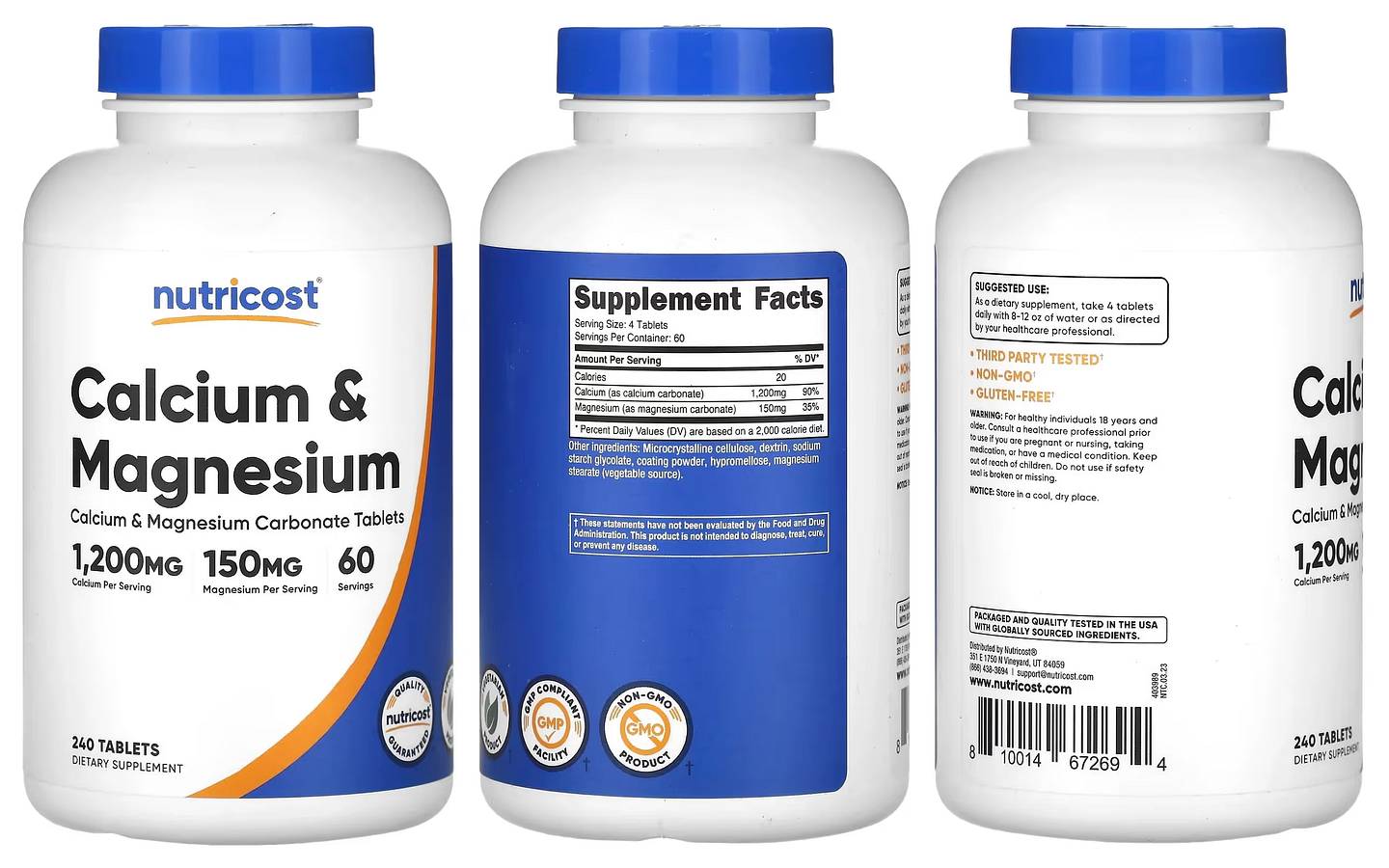 Nutricost, Calcium & Magnesium packaging