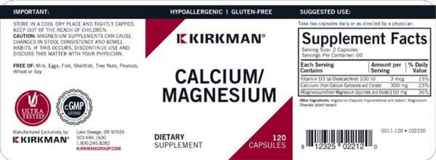 Kirkman Labs, Calcium & Magnesium with Vitamin D label