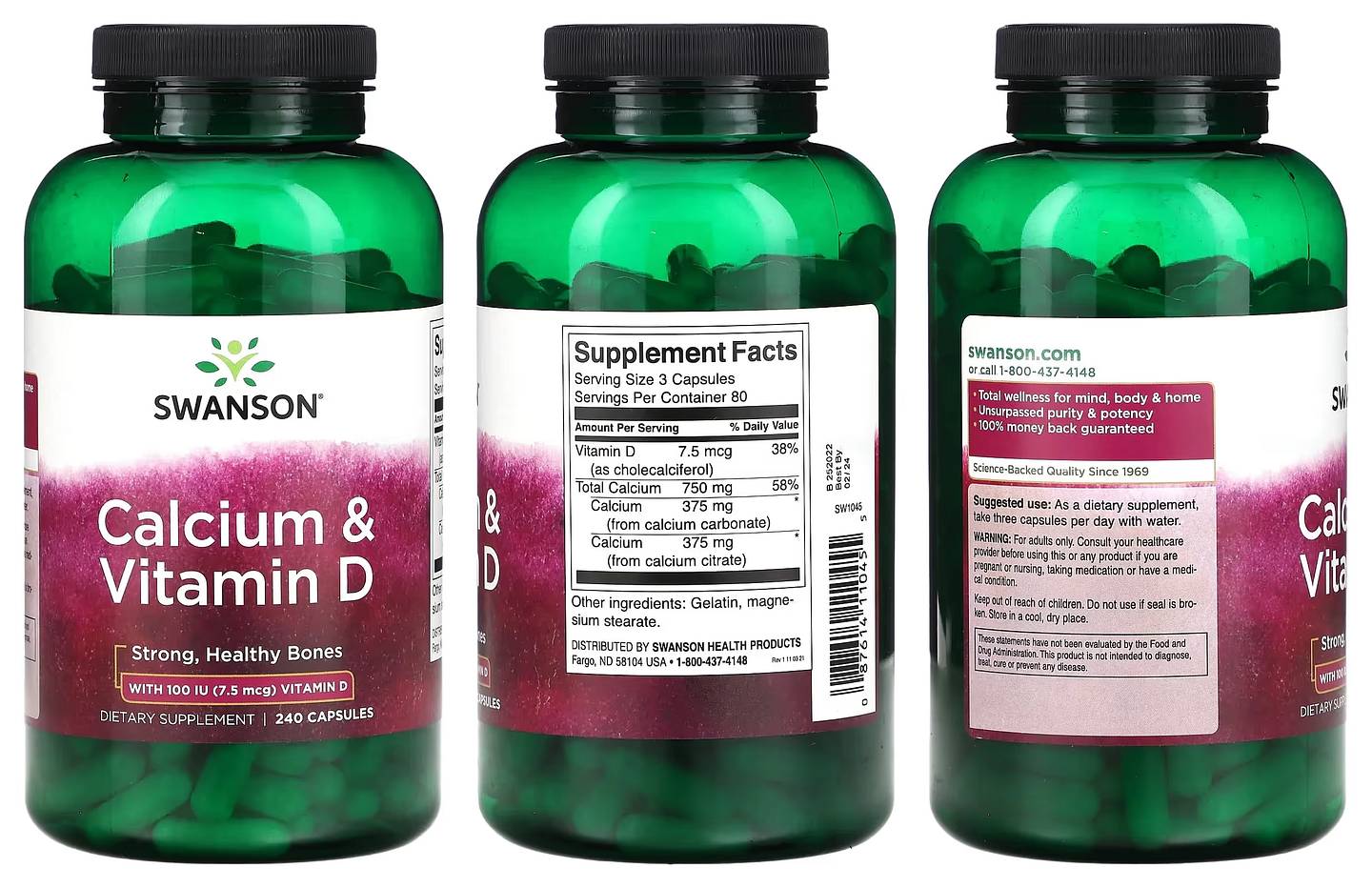 Swanson, Calcium & Vitamin D packaging