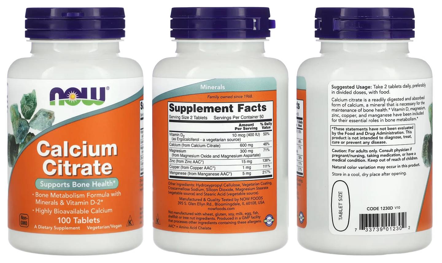 NOW Foods, Calcium Citrate packaging