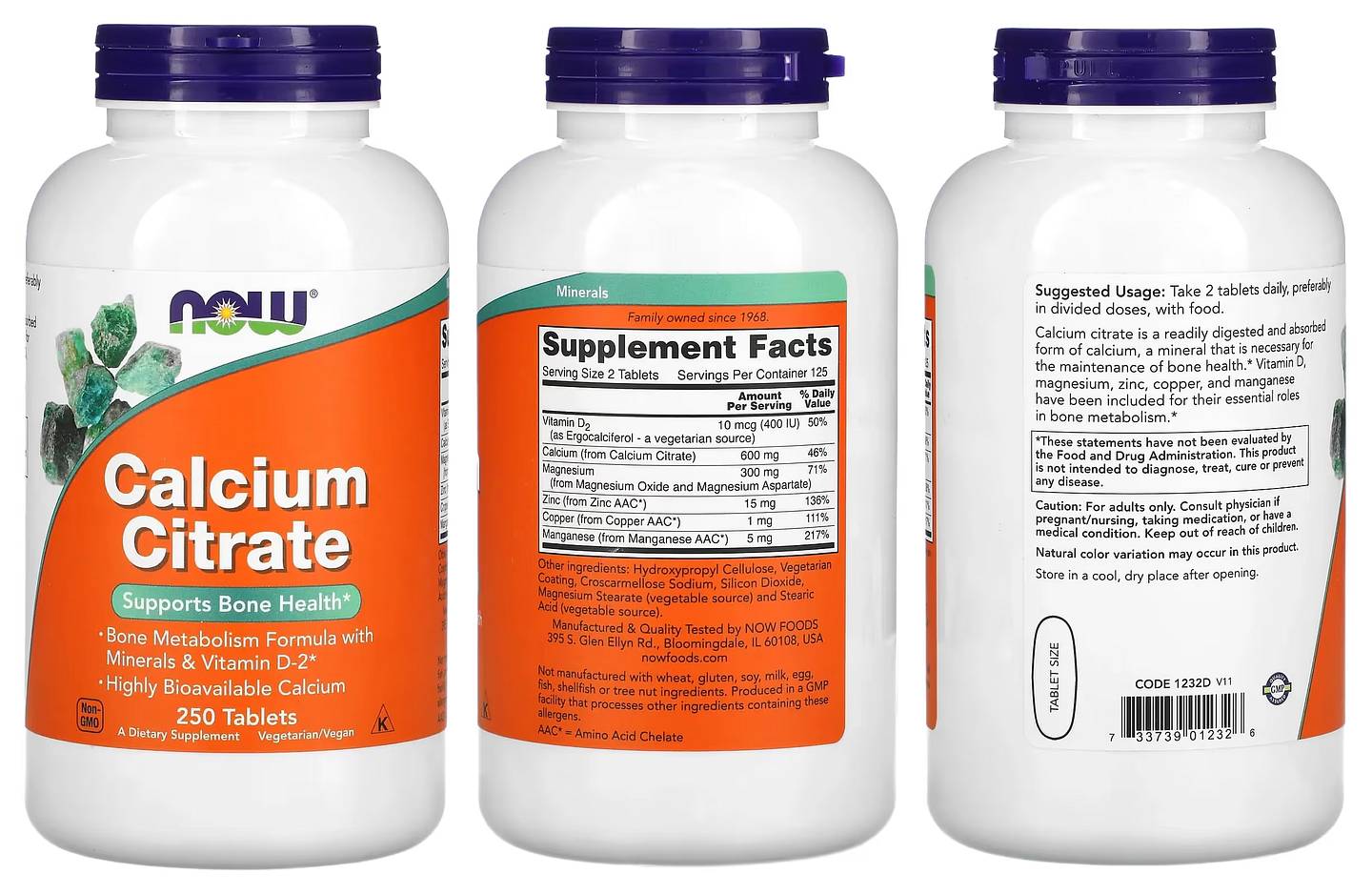 NOW Foods, Calcium Citrate packaging
