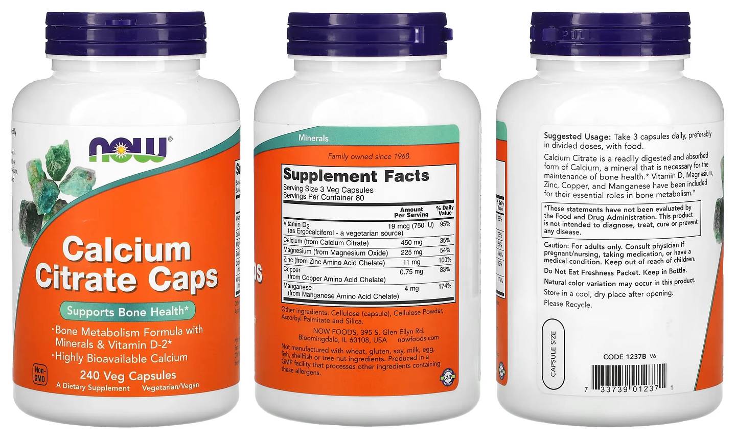 NOW Foods, Calcium Citrate Caps packaging