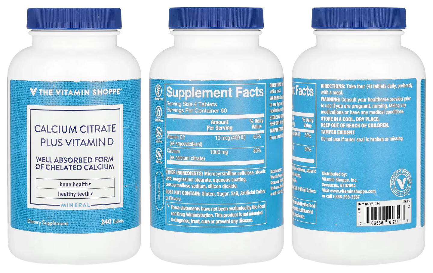 The Vitamin Shoppe, Calcium Citrate Plus Vitamin D packaging