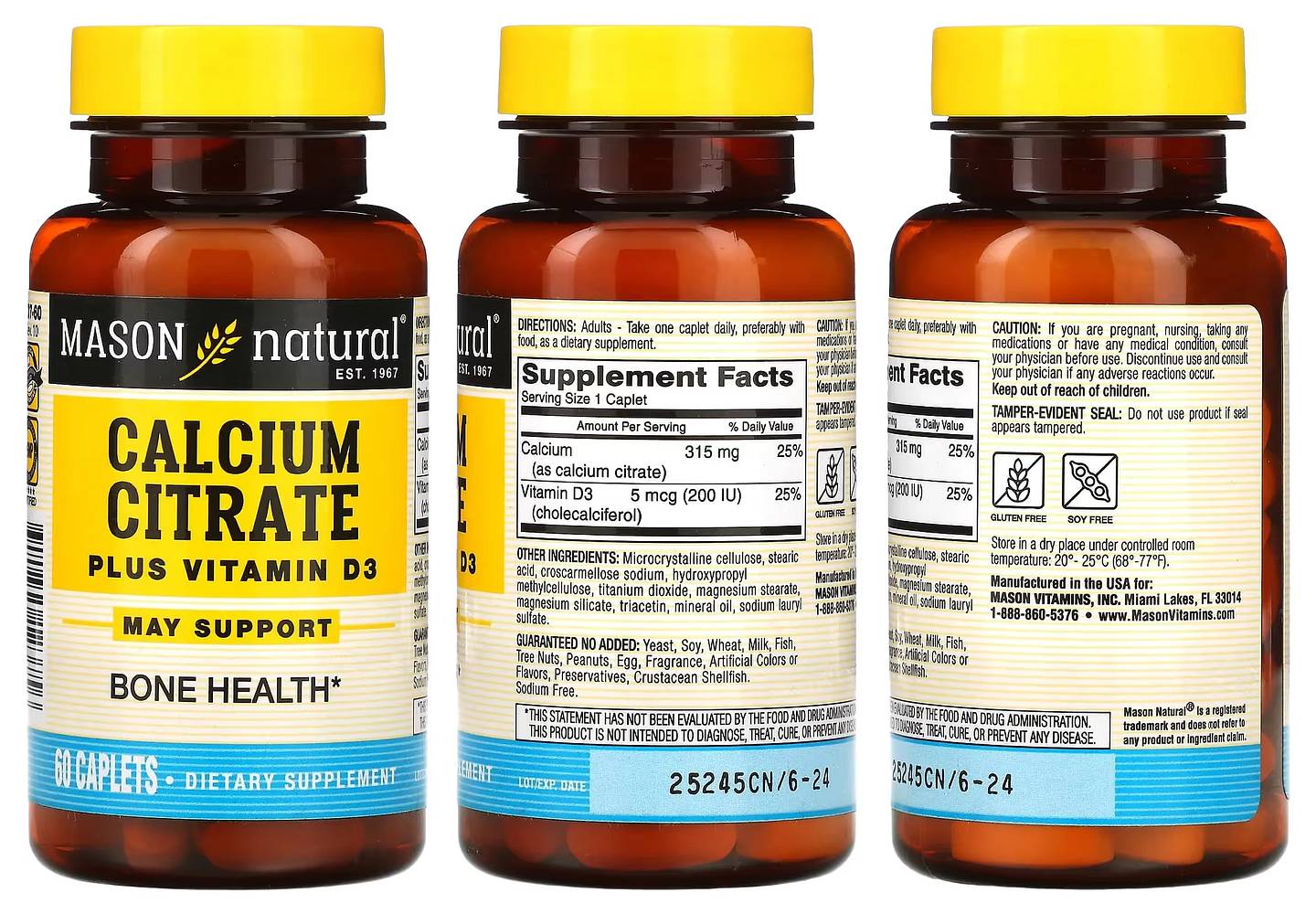 Mason Natural, Calcium Citrate Plus Vitamin D3 packaging