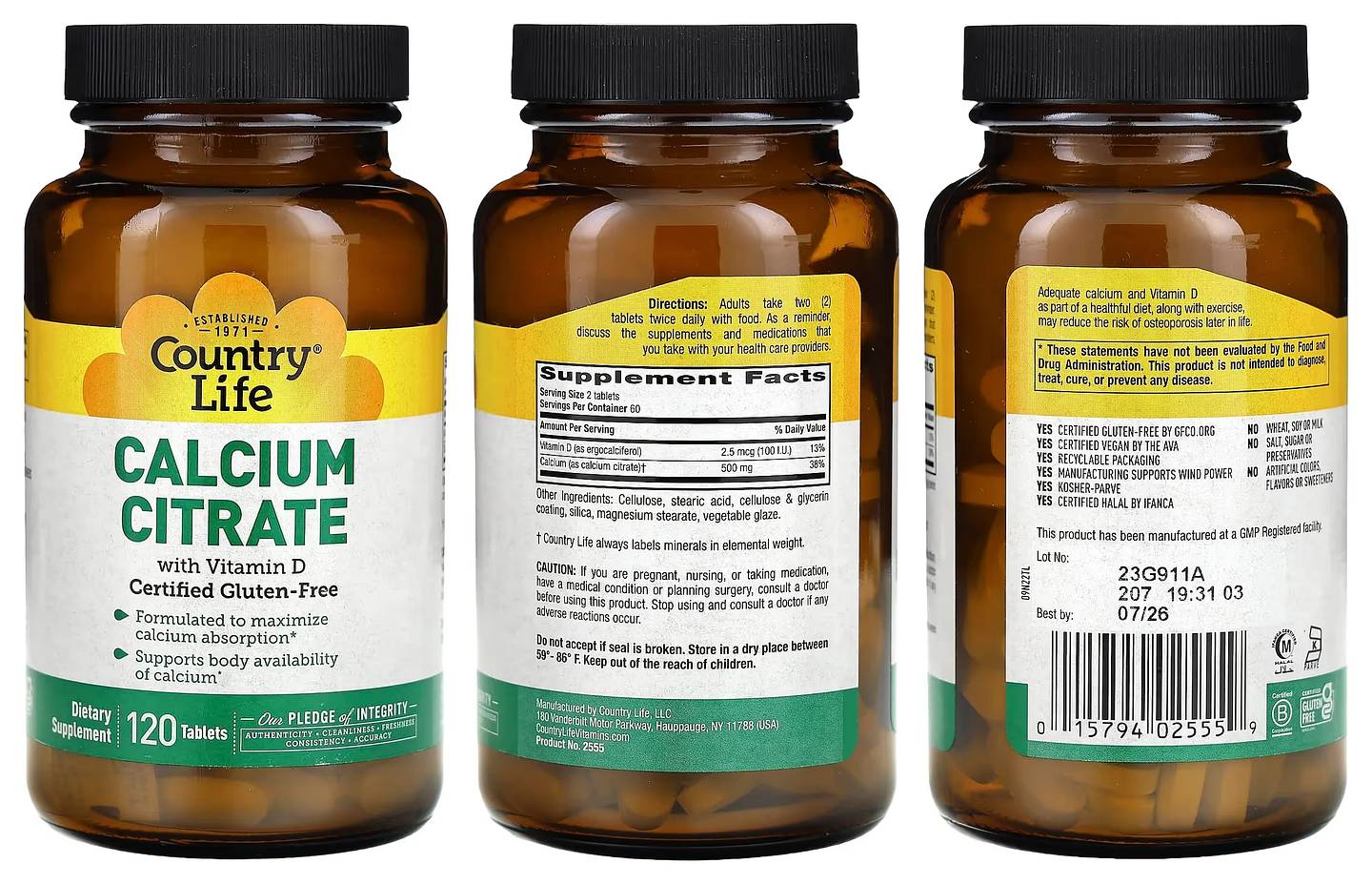 Country Life, Calcium Citrate with Vitamin D packaging