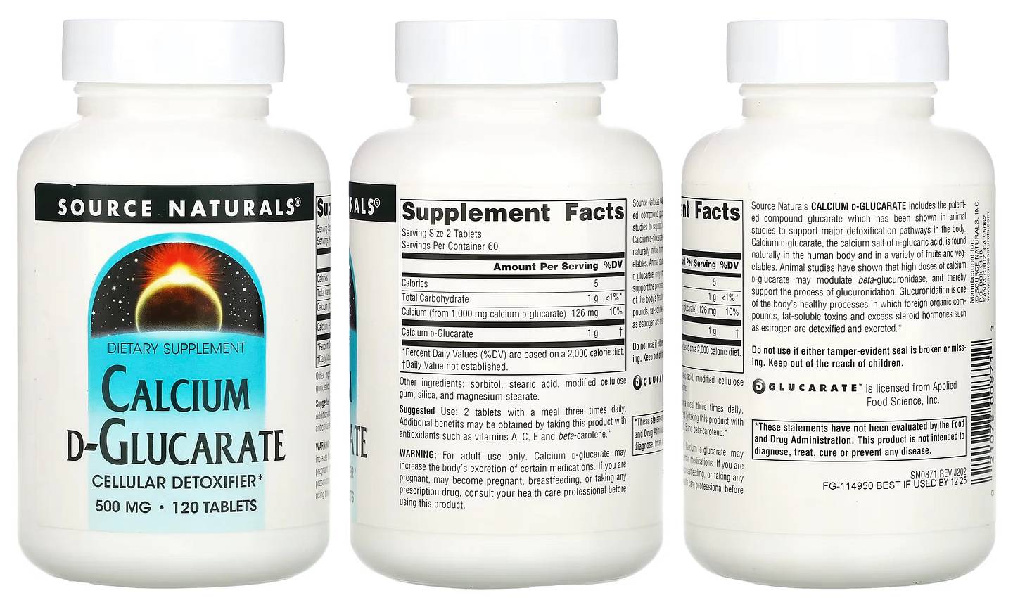 Source Naturals, Calcium D-Glucarate packaging