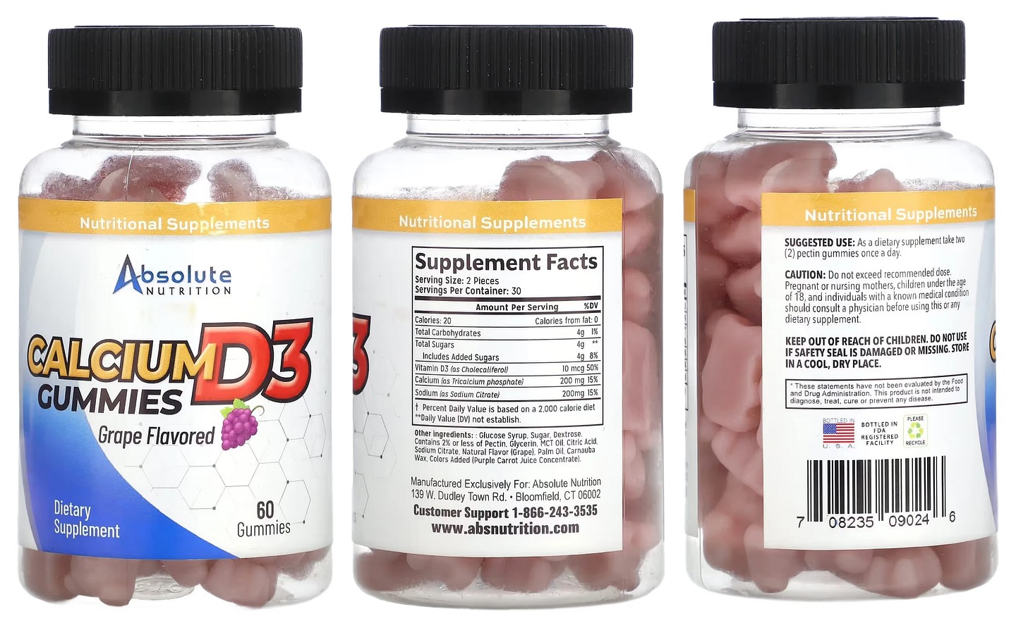 Absolute Nutrition, Calcium D3 Gummies packaging