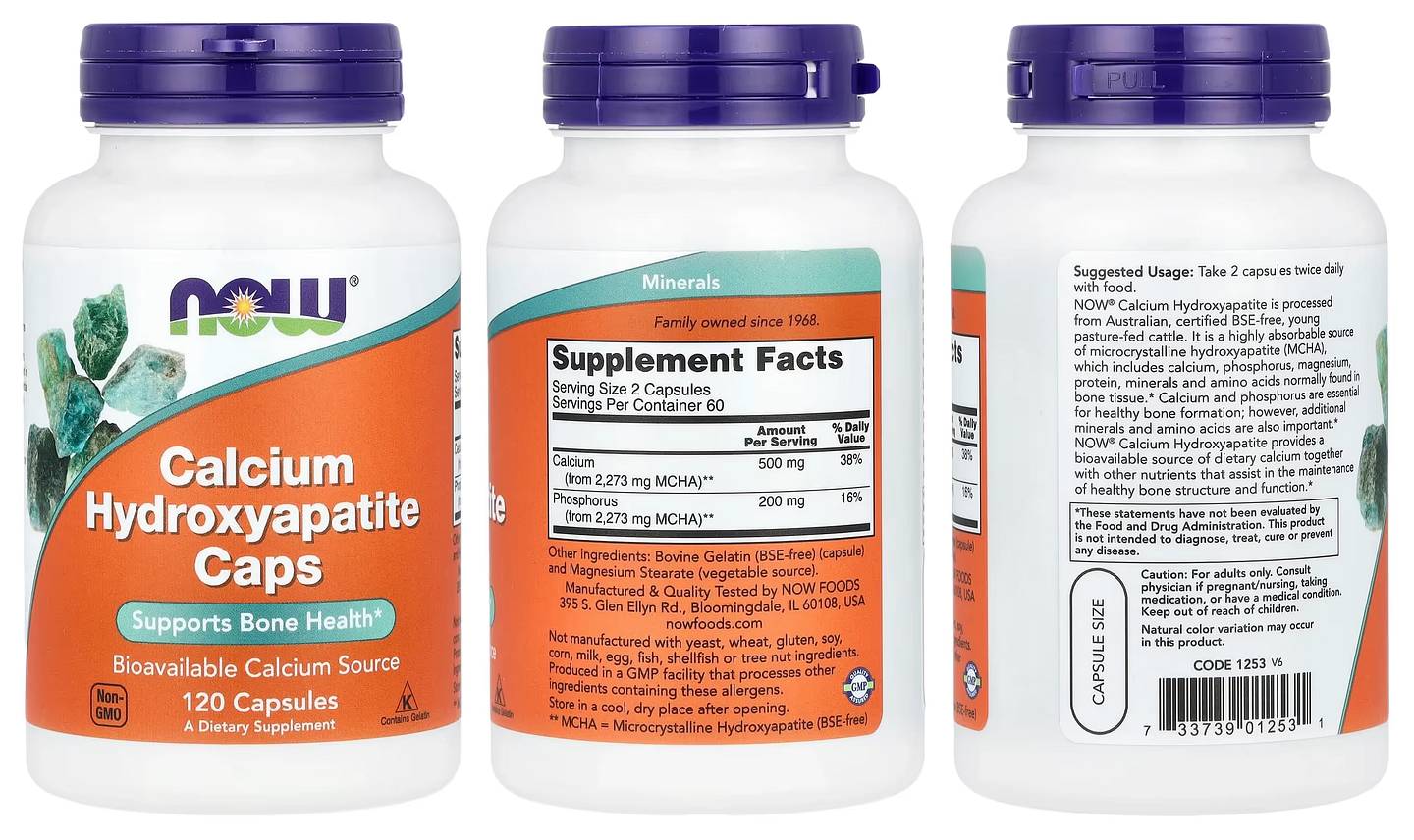 NOW Foods, Calcium Hydroxyapatite Caps packaging