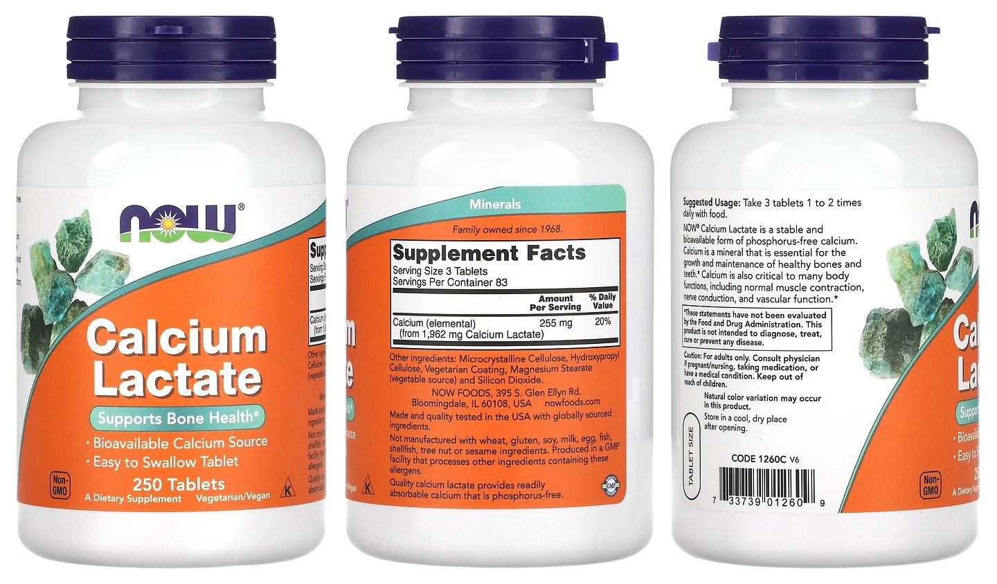 NOW Foods, Calcium Lactate packaging