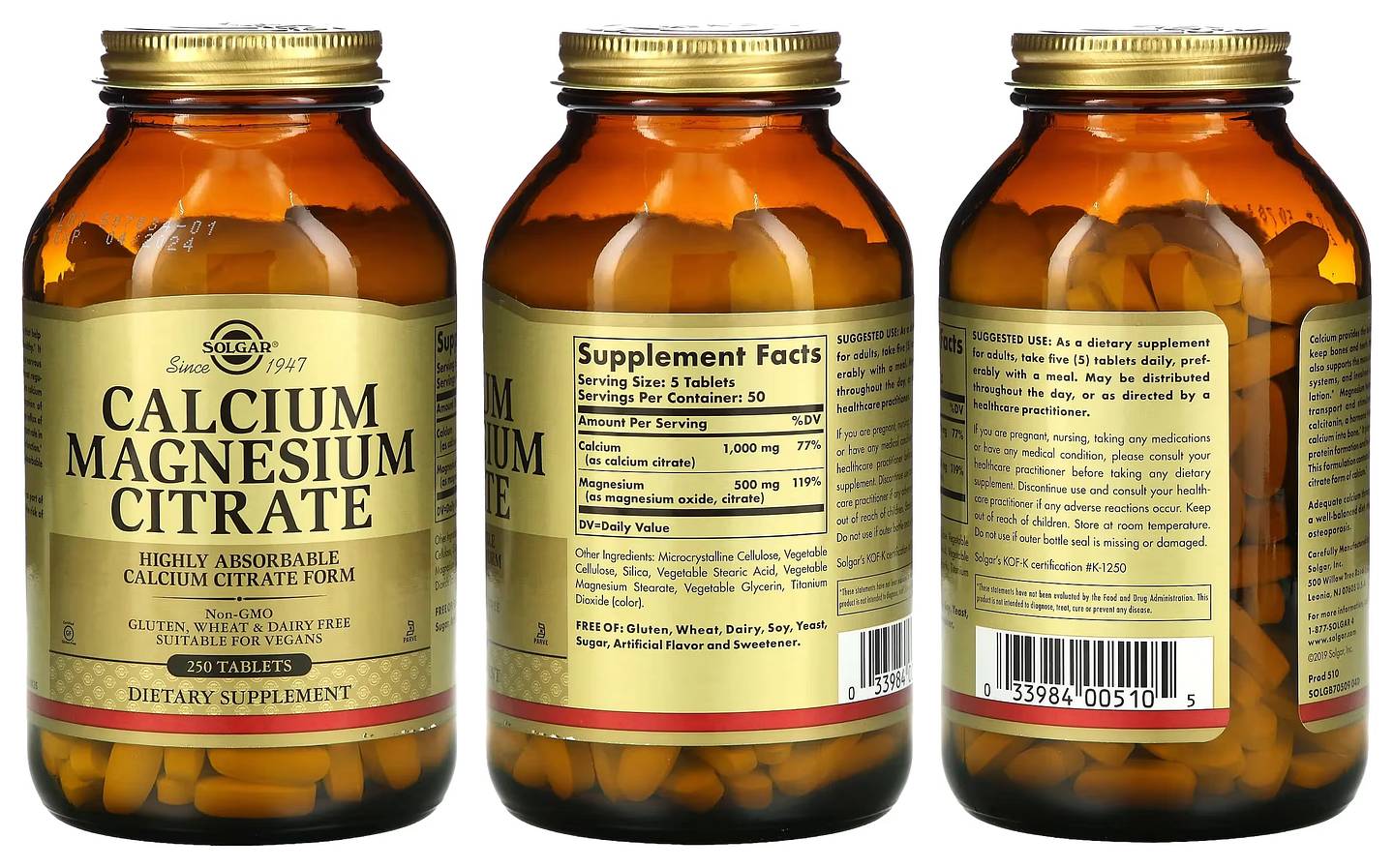 Solgar, Calcium Magnesium Citrate packaging