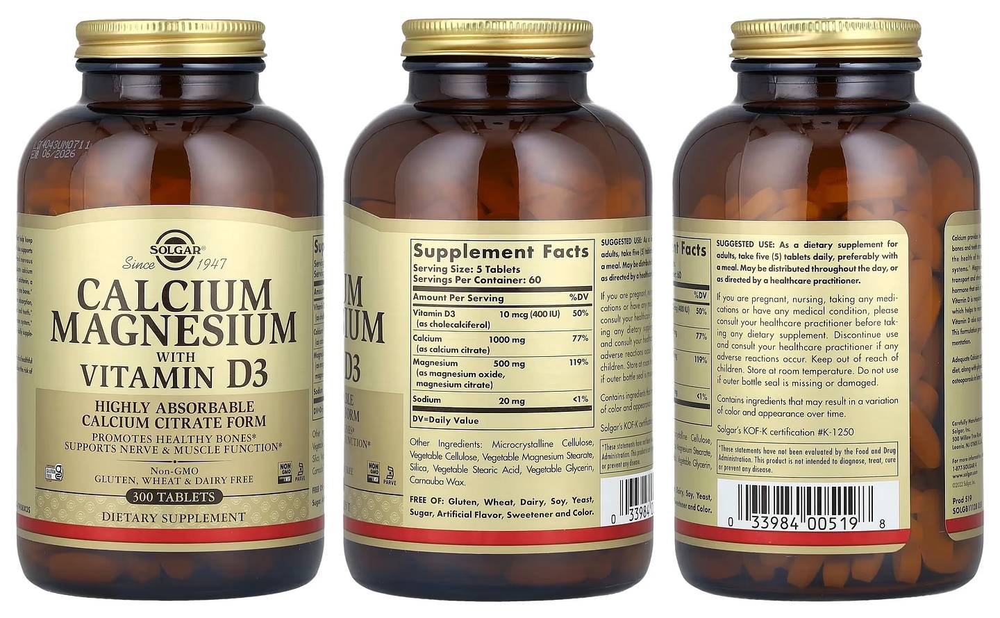 Solgar, Calcium Magnesium with Vitamin D3 packaging