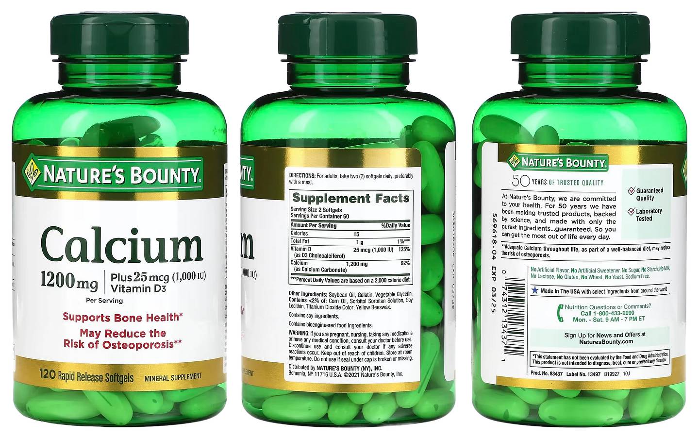 Nature's Bounty, Calcium Plus Vitamin D3 packaging