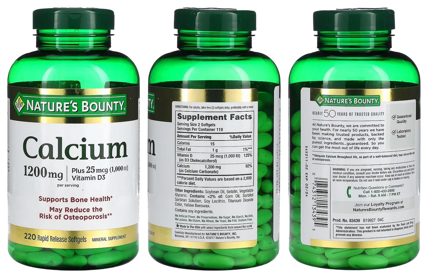 Nature's Bounty, Calcium Plus Vitamin D3 packaging