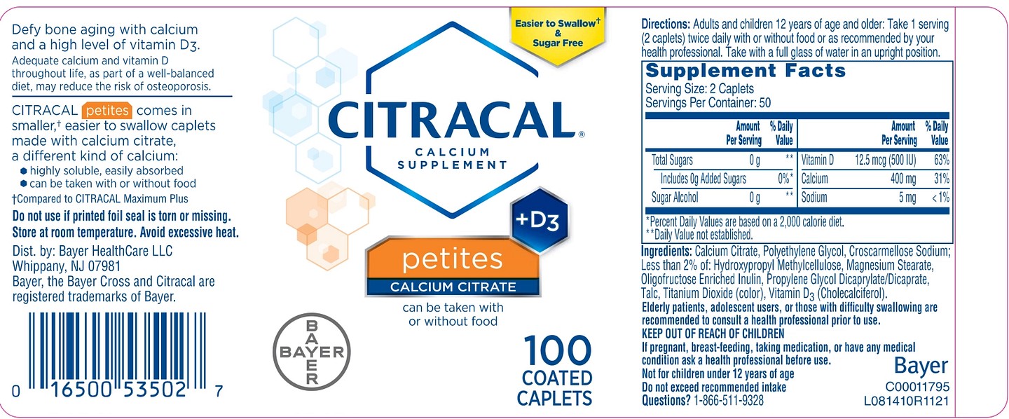 Citracal, Calcium Supplement + D3 label