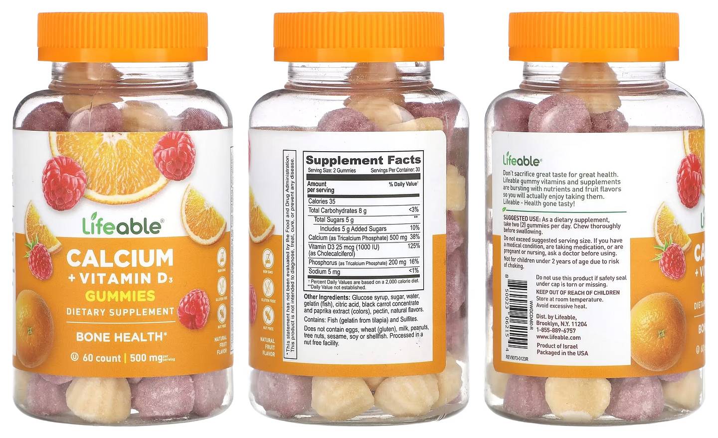 Lifeable, Calcium + Vitamin D3 Gummies packaging