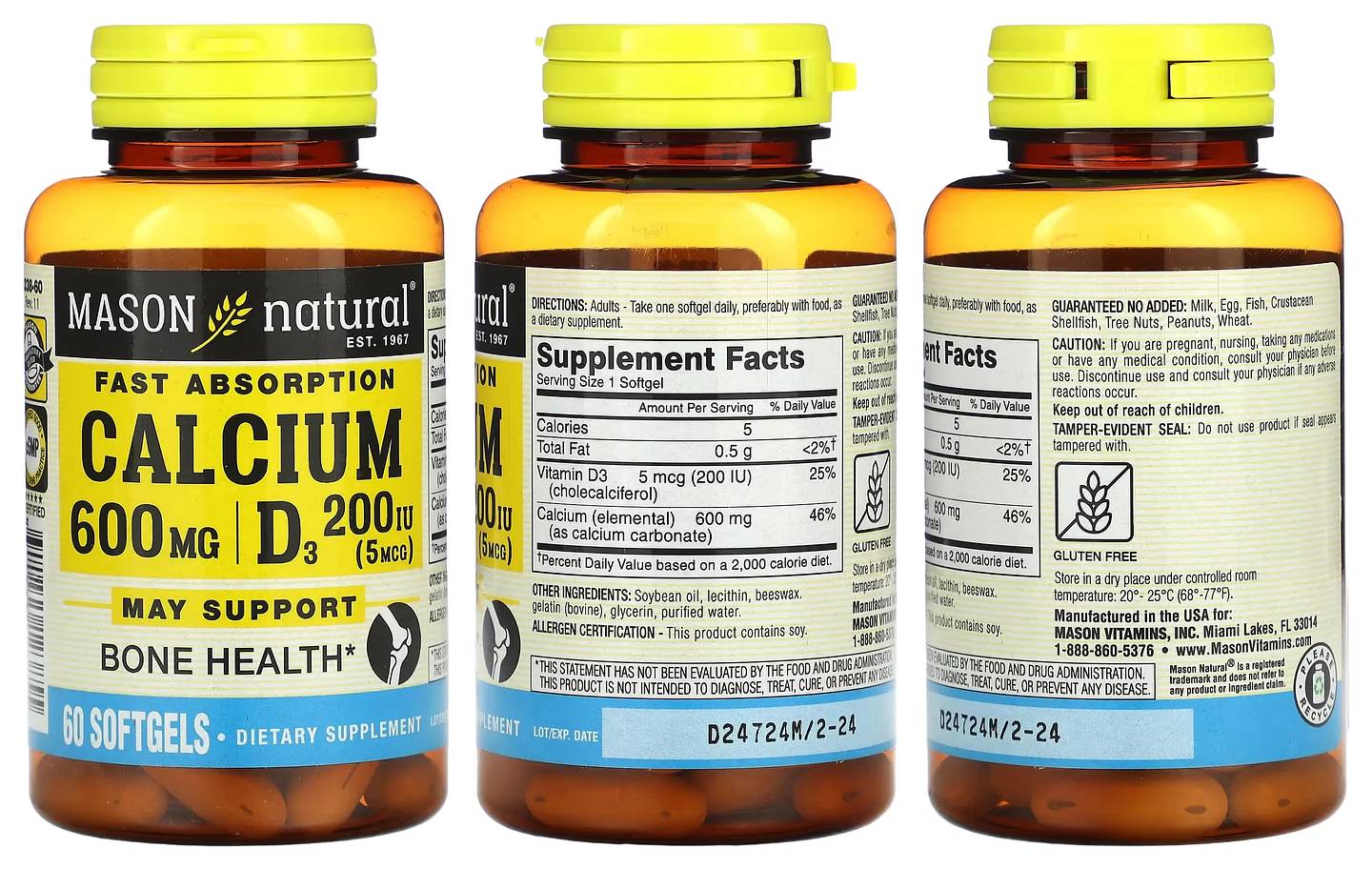 Mason Natural, Calcium with Vitamin D3 packaging